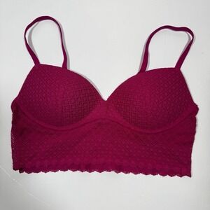 Victoria's Secret Bralette Padded No Wire Lace Pink 32B Coquette Sexy Barbiecore